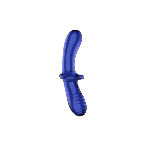 Gode en verre borosilicaté massif bleu Double Crystal Satisfyer 